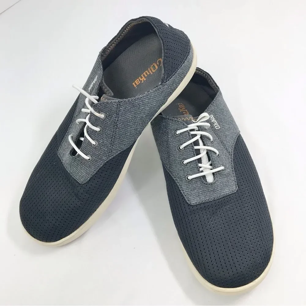 Olukai Nohea Moku Lightweight Mesh Slip On Deck Loafers in Dark Shadow Gray